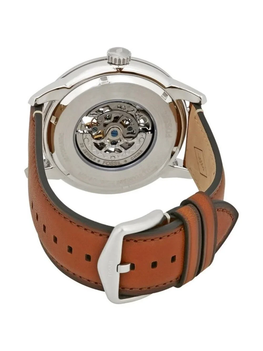 NWT Fossil Townsman Automatic Skeleton Blue Dial Men's Watch